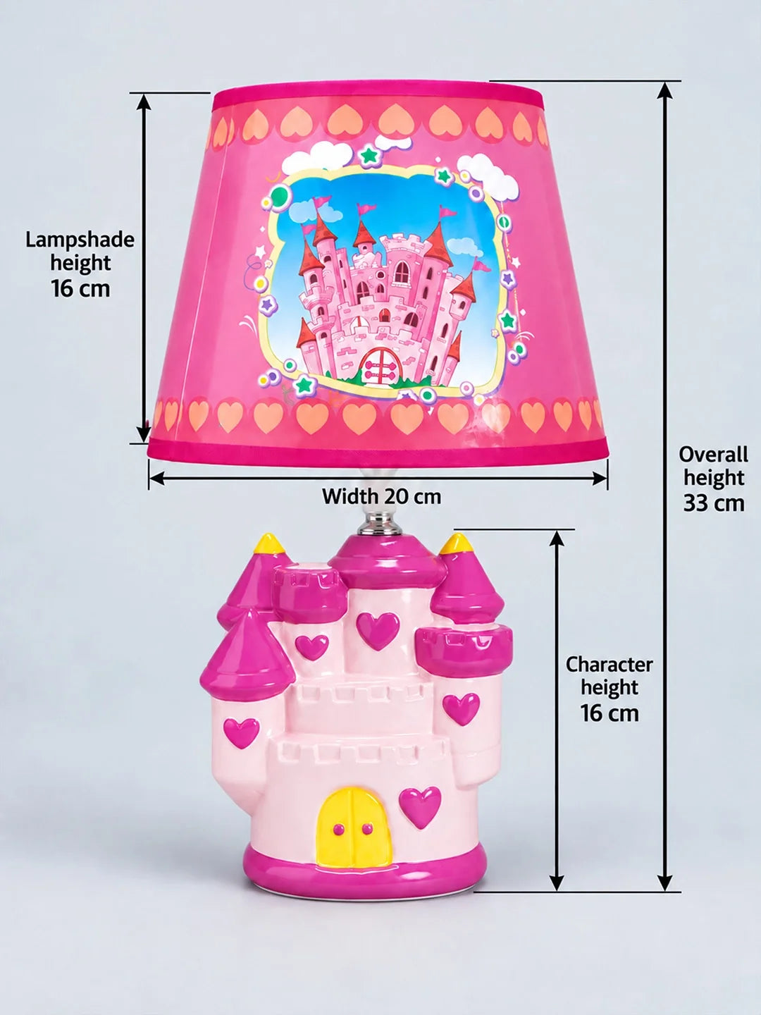 Pink Princess Ceramic Castle Bedside Table Lamp