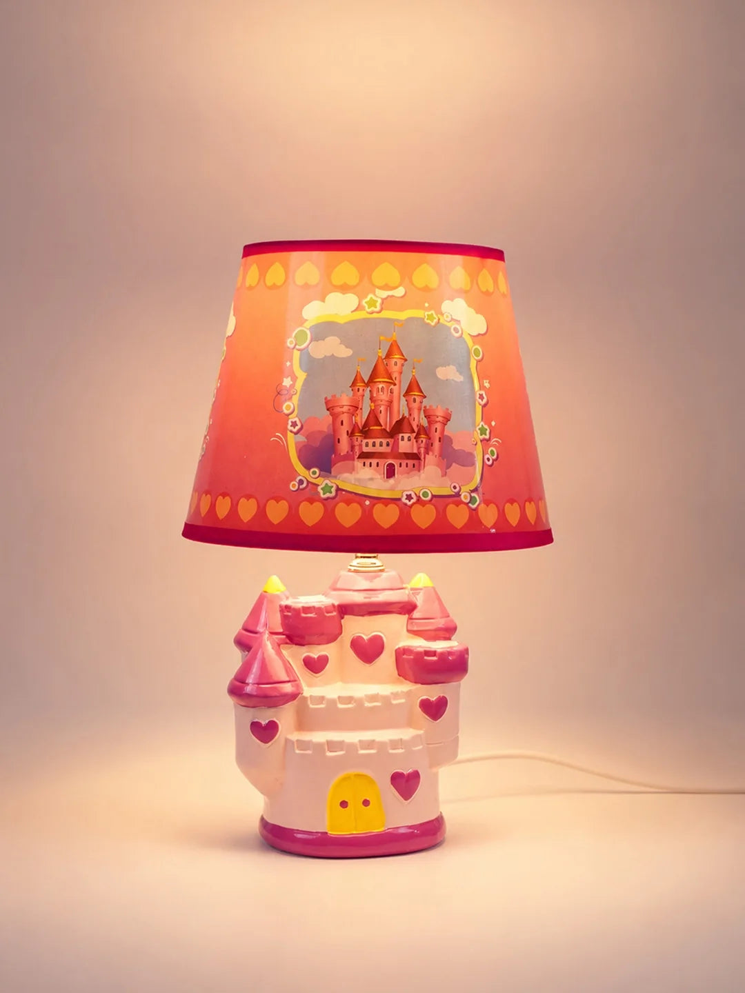 Pink Princess Ceramic Castle Bedside Table Lamp