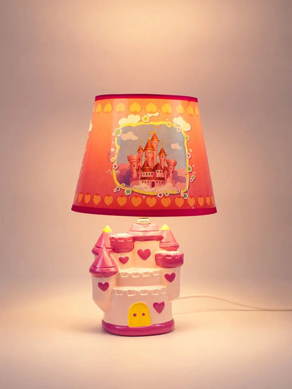 Pink Princess Ceramic Castle Bedside Table Lamp