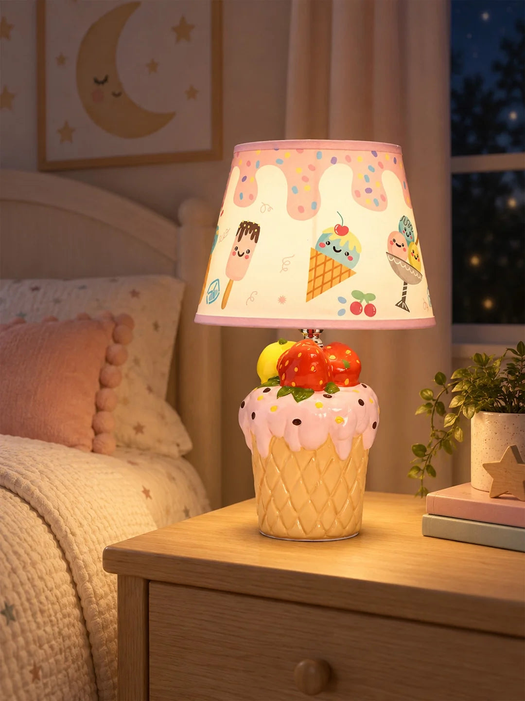 Pink Ceramic Ice Cream Bedside Table Lamp
