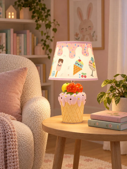 Pink Ceramic Ice Cream Bedside Table Lamp