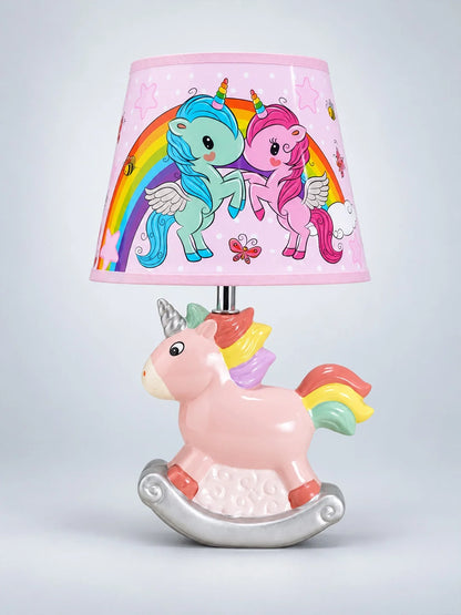 Pink Ceramic Rocking Unicorn Bedside Table Lamp
