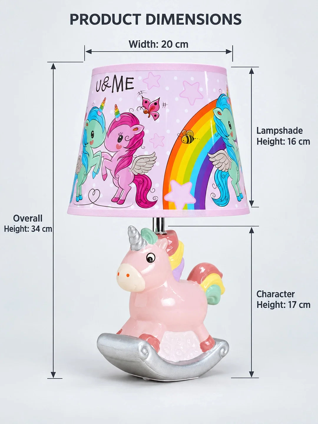Pink Ceramic Rocking Unicorn Bedside Table Lamp