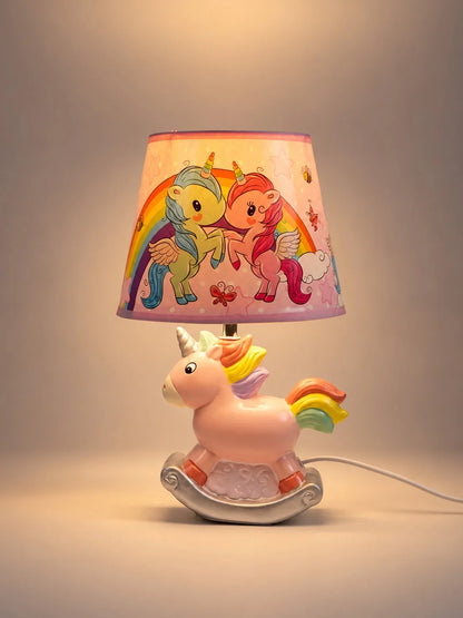Pink Ceramic Rocking Unicorn Bedside Table Lamp
