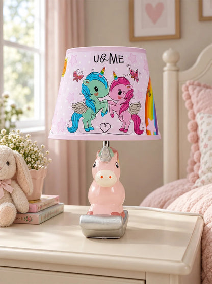 Pink Ceramic Rocking Unicorn Bedside Table Lamp