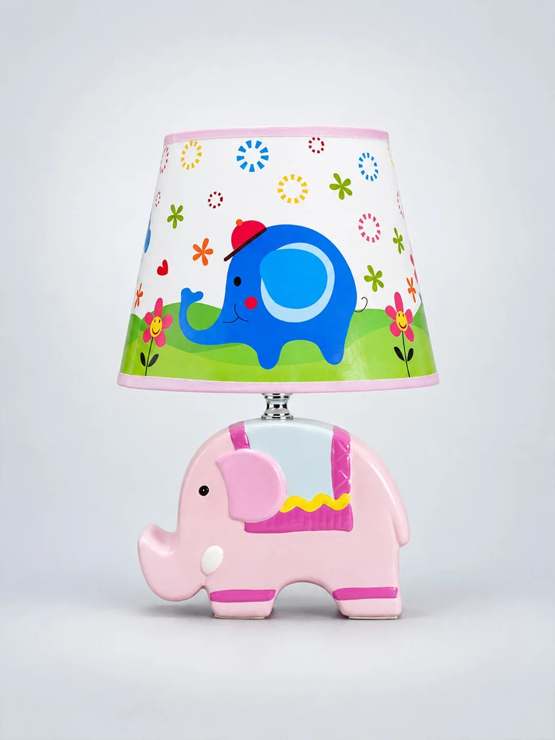 Pink Ceramic Elephant Bedside Table Lamp