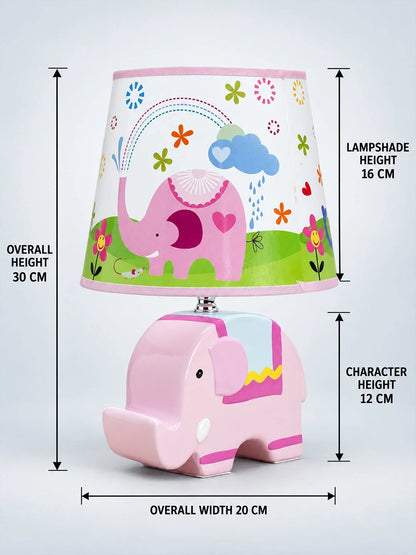 Pink Ceramic Elephant Bedside Table Lamp