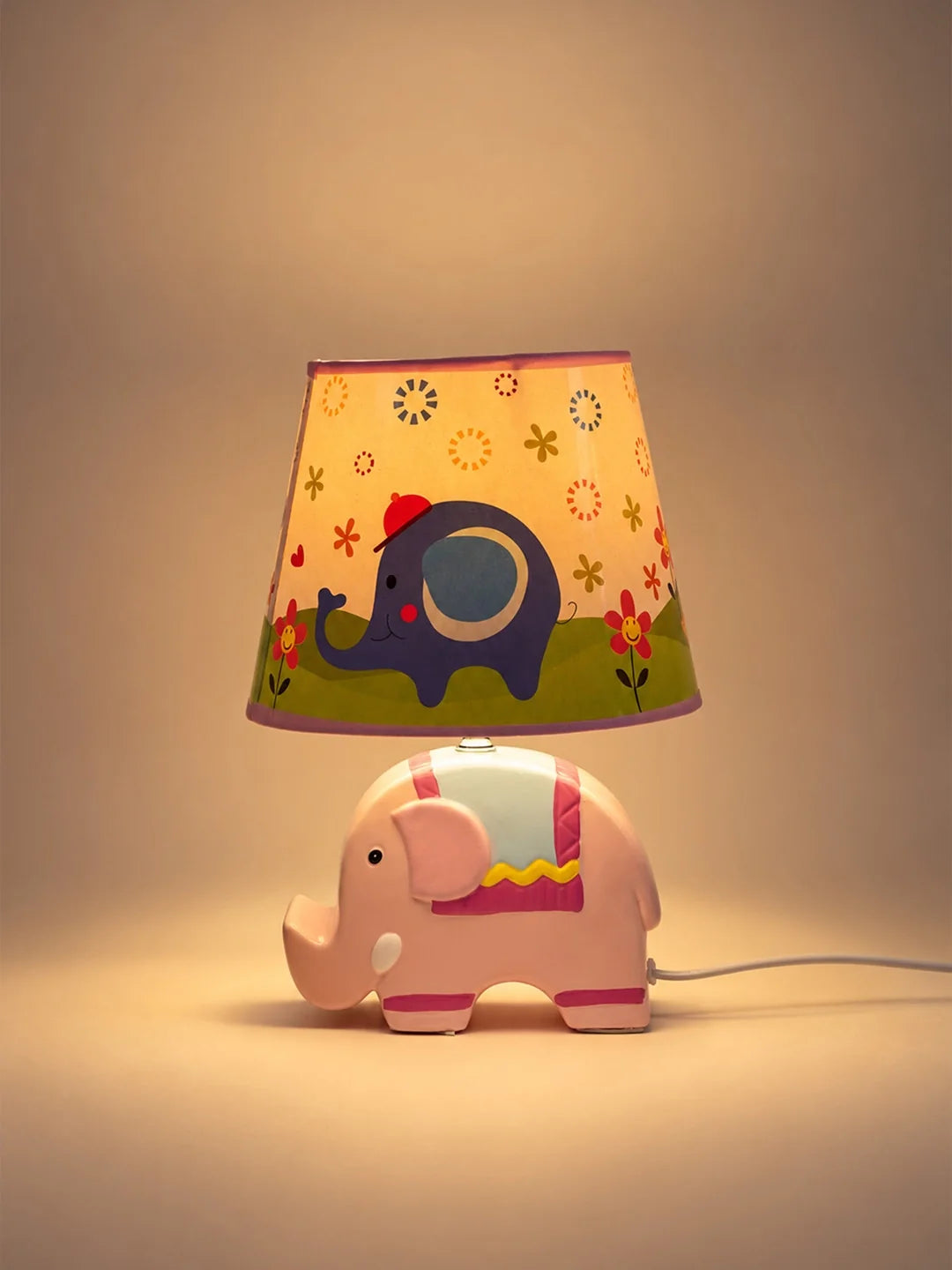 Pink Ceramic Elephant Bedside Table Lamp