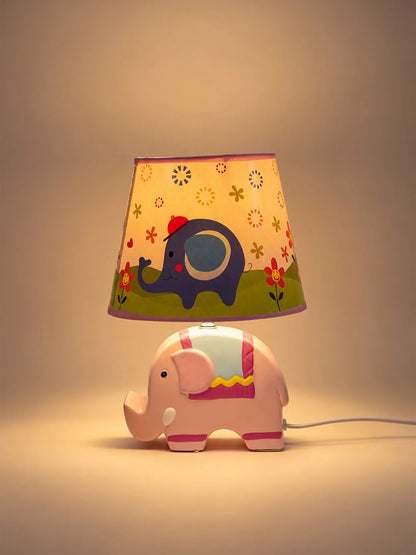 Pink Ceramic Elephant Bedside Table Lamp
