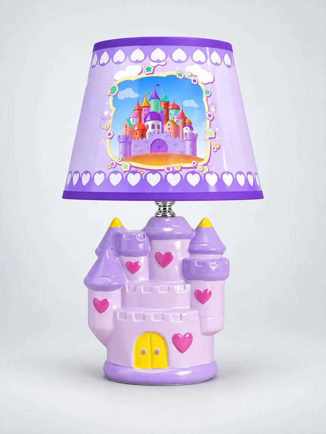 Purple Princess Ceramic Castle Bedside Table Lamp
