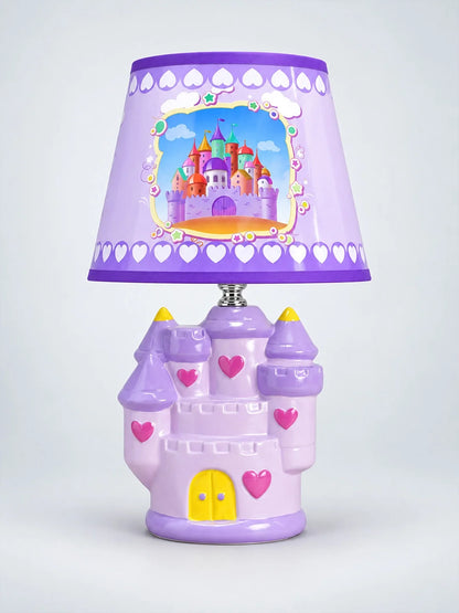 Purple Princess Ceramic Castle Bedside Table Lamp
