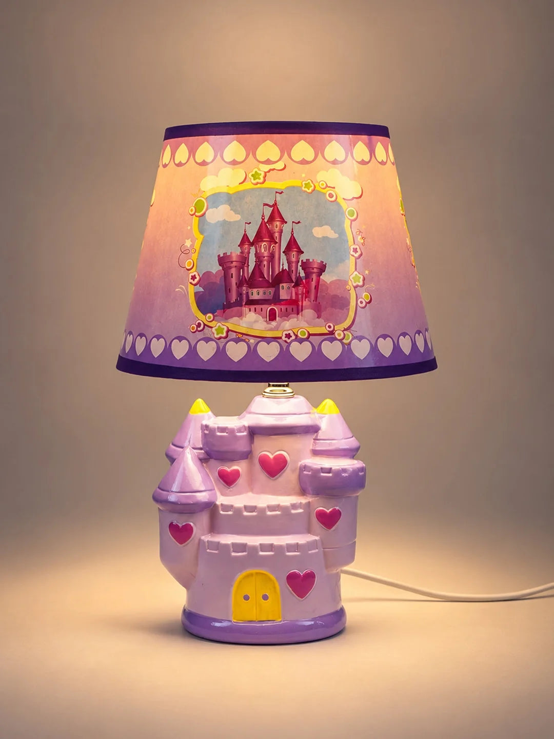 Purple Princess Ceramic Castle Bedside Table Lamp