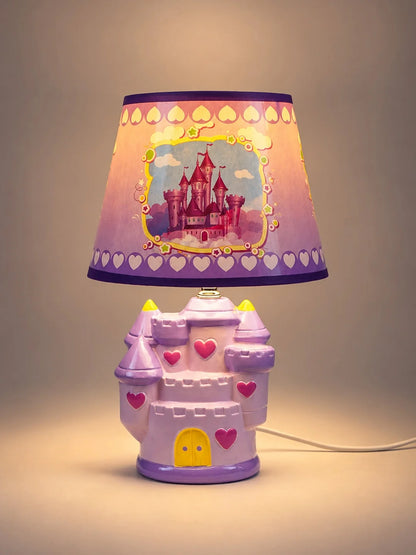 Purple Princess Ceramic Castle Bedside Table Lamp