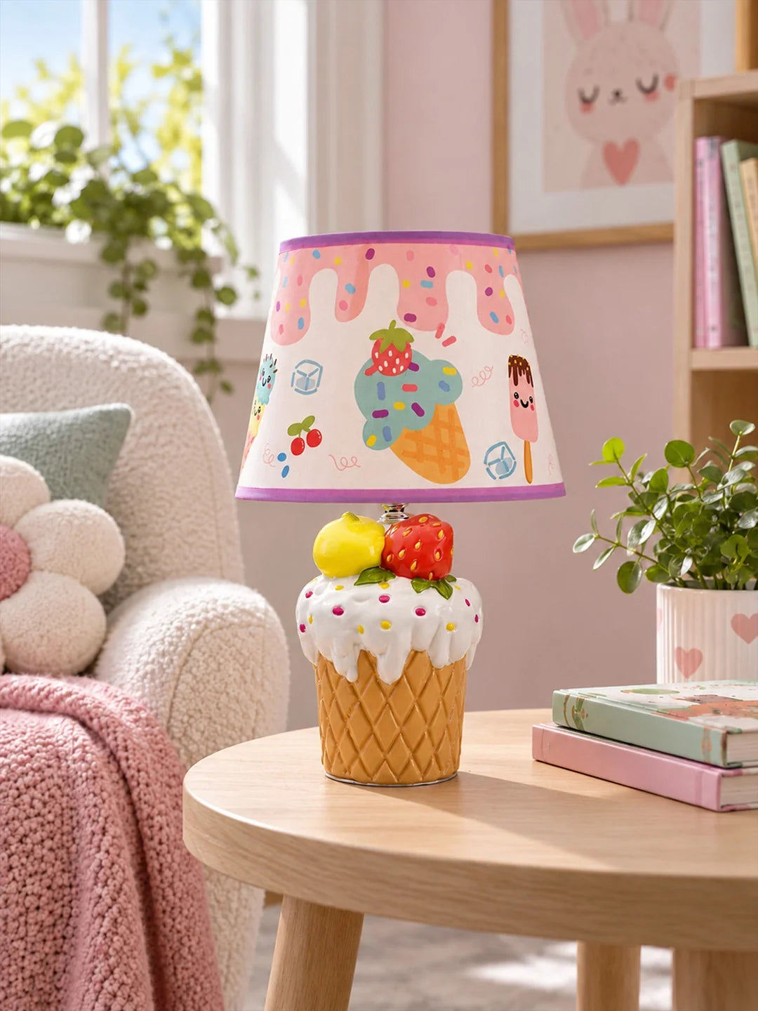 White Ceramic Ice Cream Bedside Table Lamp