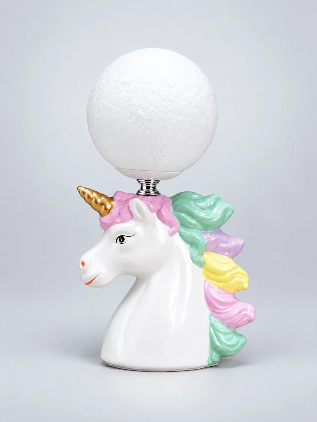 White Ceramic Unicorn Moon, Bedside Table Lamp