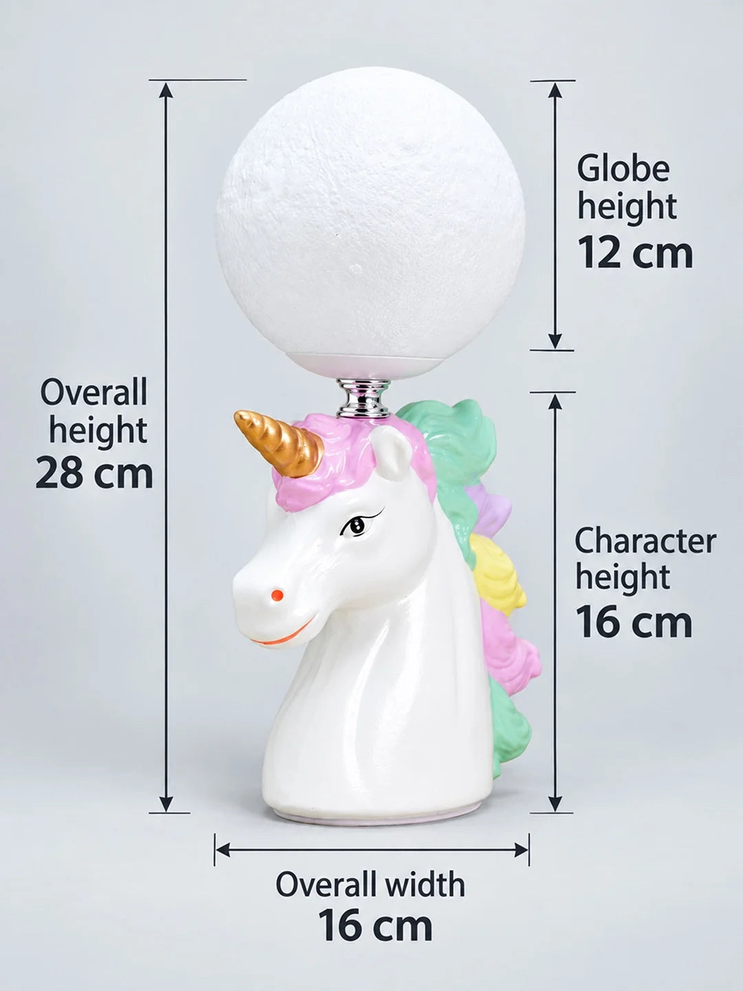 White Ceramic Unicorn Moon, Bedside Table Lamp