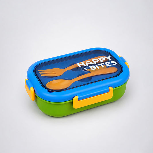 Blue Lid Happy Bites Bento Lunch Box