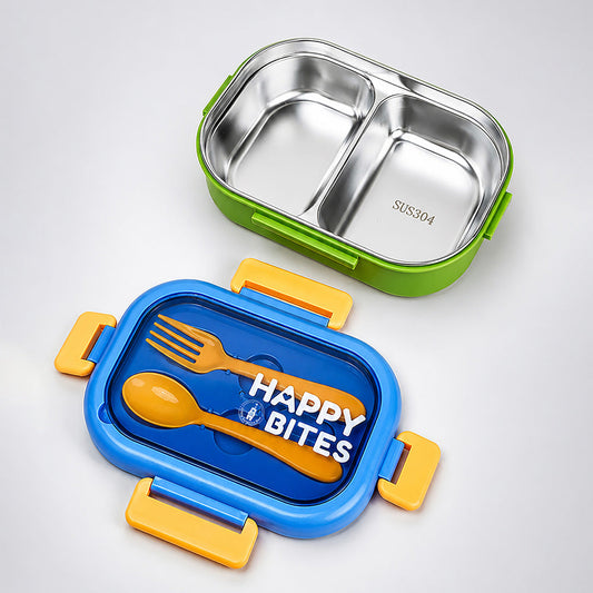 Blue Lid Happy Bites Bento Lunch Box