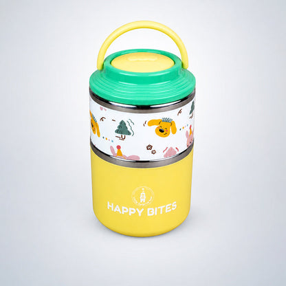 Party Dogs Happy Bites Double Decker Stainless Steel Lunch Box