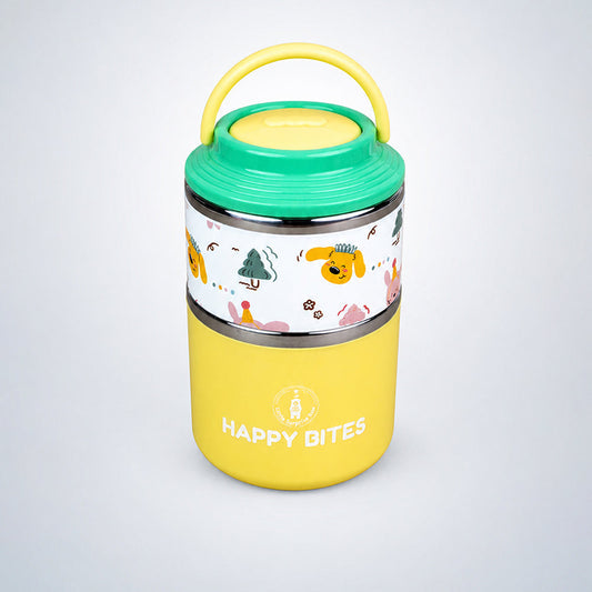 Party Dogs Happy Bites Double Decker Stainless Steel Lunch Box