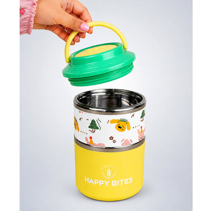 Party Dogs Happy Bites Double Decker Stainless Steel Lunch Box