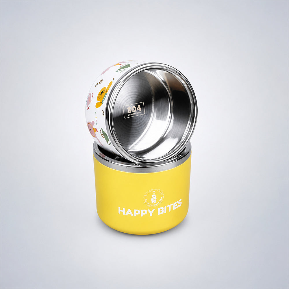 Party Dogs Happy Bites Double Decker Stainless Steel Lunch Box