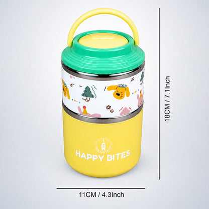 Party Dogs Happy Bites Double Decker Stainless Steel Lunch Box