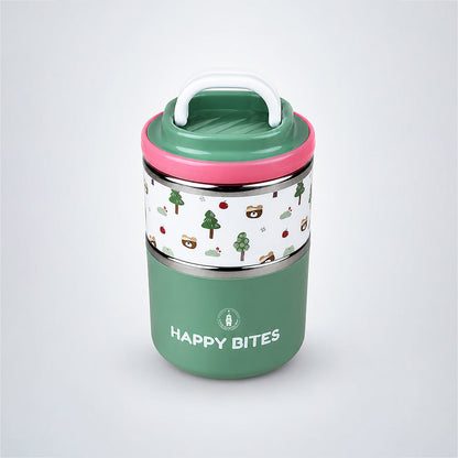 Forest Bear Happy Bites Double Decker Stainless Steel Lunch Box