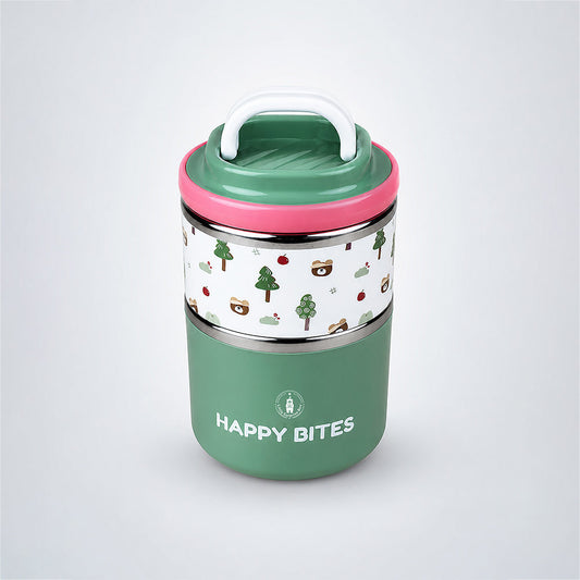Forest Bear Happy Bites Double Decker Stainless Steel Lunch Box