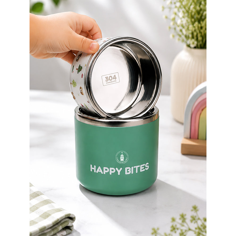 Forest Bear Happy Bites Double Decker Stainless Steel Lunch Box