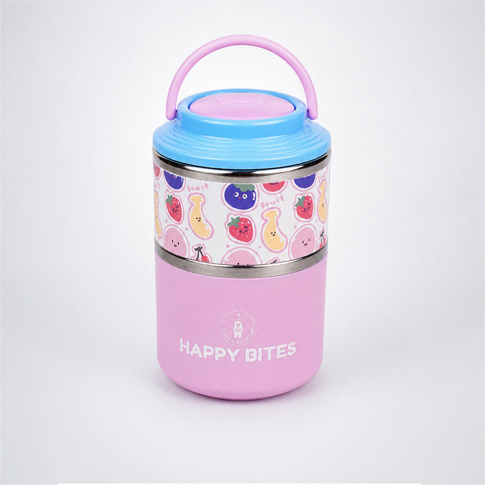 Fruity Happy Bites Double Decker Stainless Steel Lunch Box