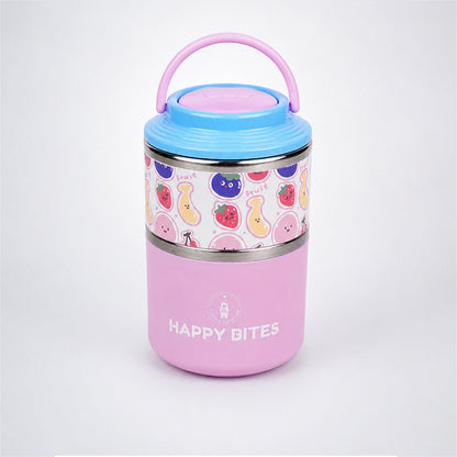 Fruity Happy Bites Double Decker Stainless Steel Lunch Box