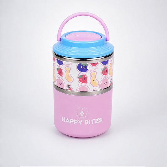Fruity Happy Bites Double Decker Stainless Steel Lunch Box