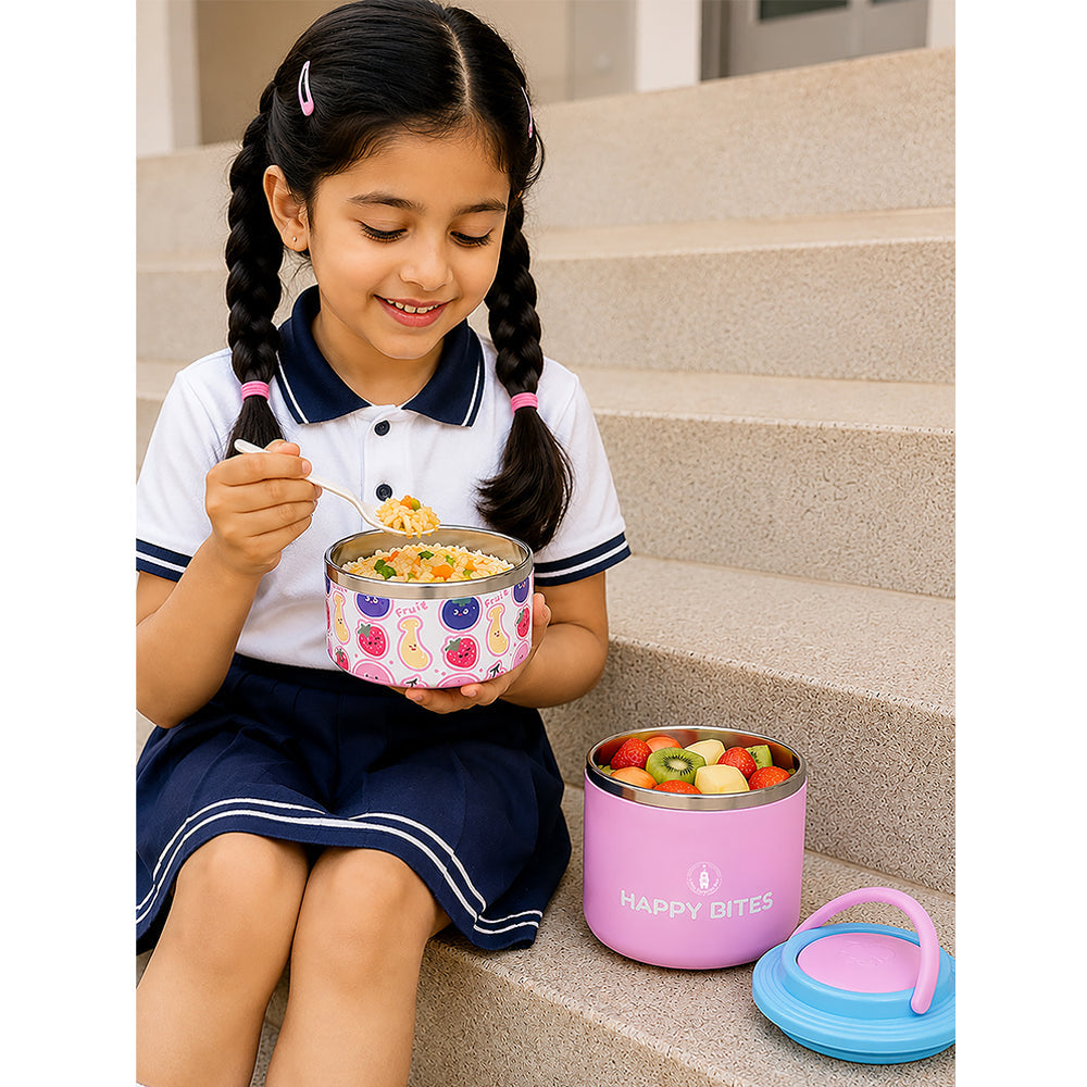 Fruity Happy Bites Double Decker Stainless Steel Lunch Box