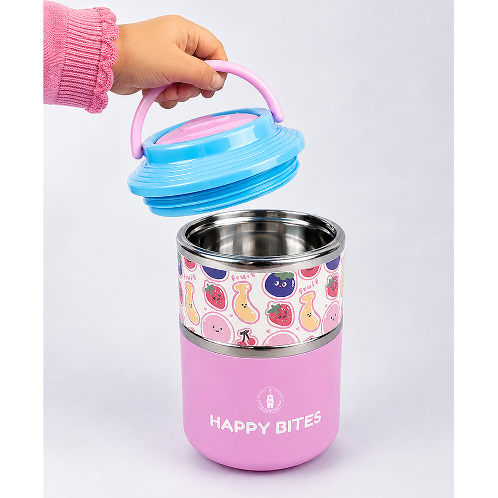 Fruity Happy Bites Double Decker Stainless Steel Lunch Box