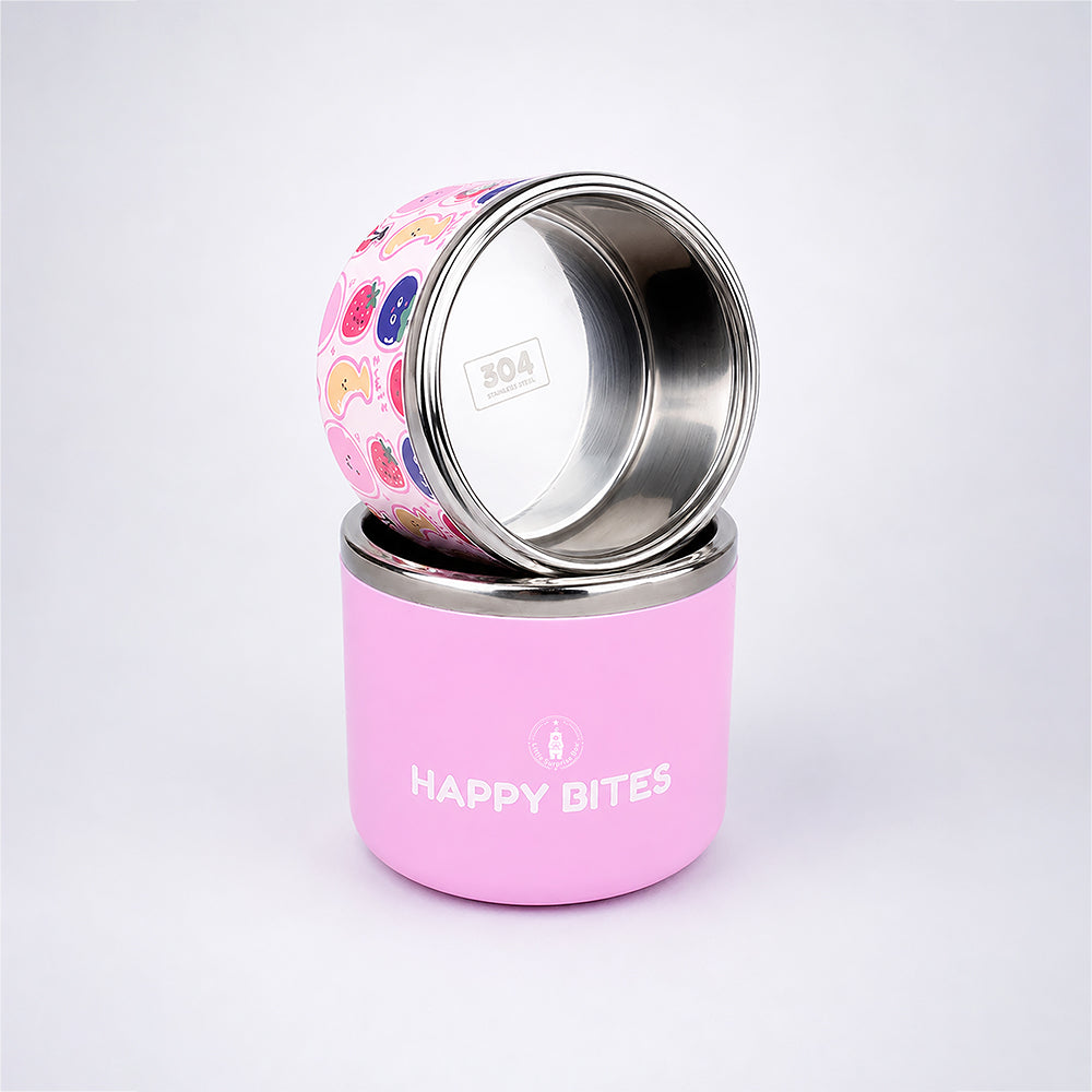 Fruity Happy Bites Double Decker Stainless Steel Lunch Box