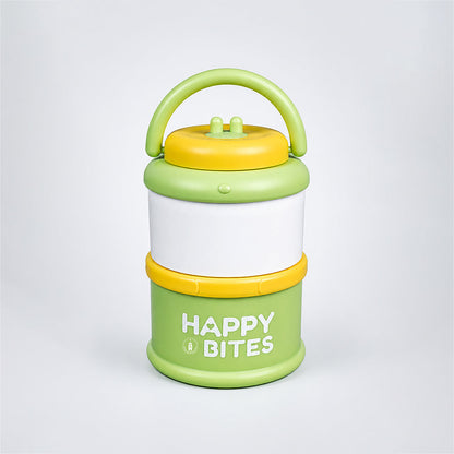 Green Happy Bites Double Decker Stainless Steel Lunch Box
