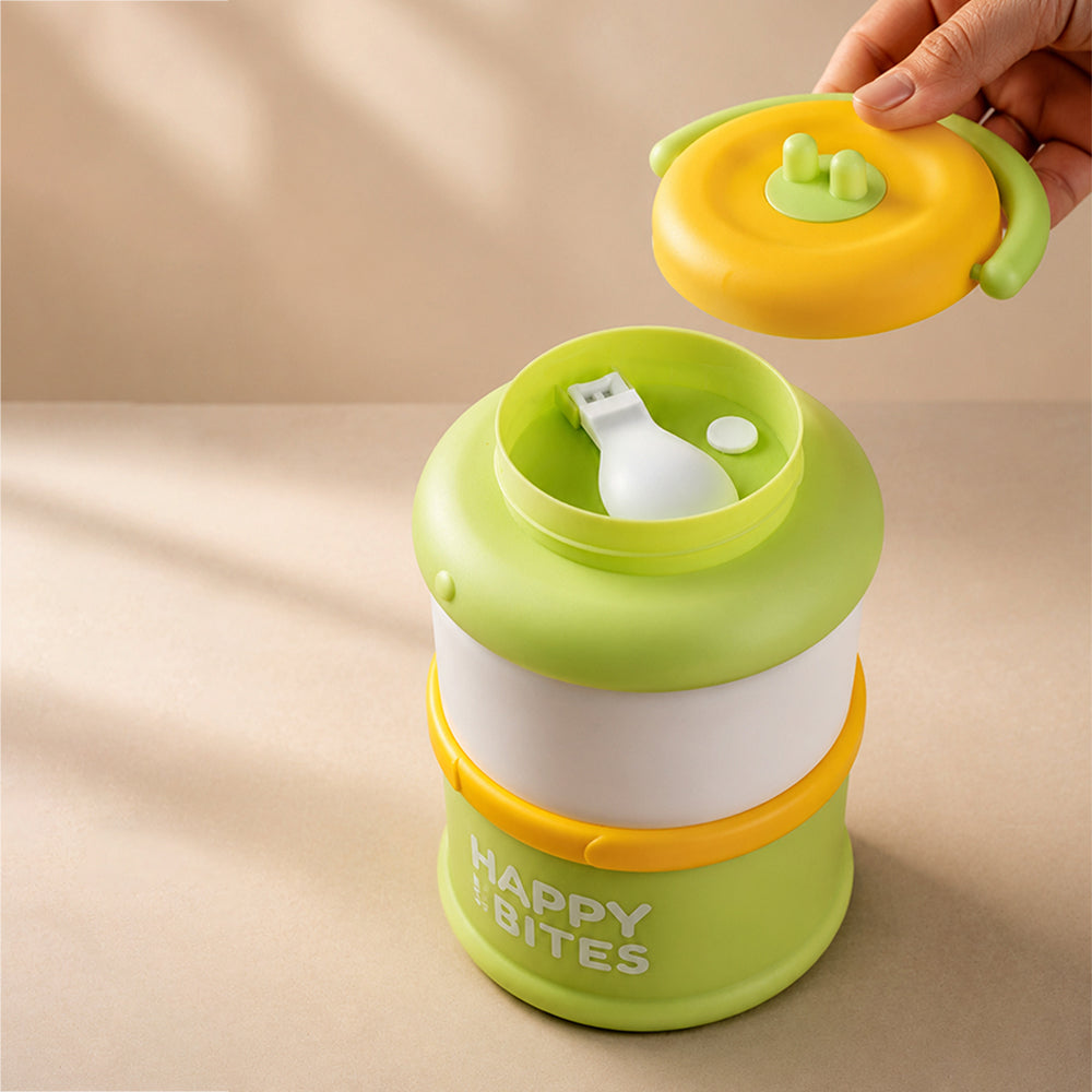 Green Happy Bites Double Decker Stainless Steel Lunch Box