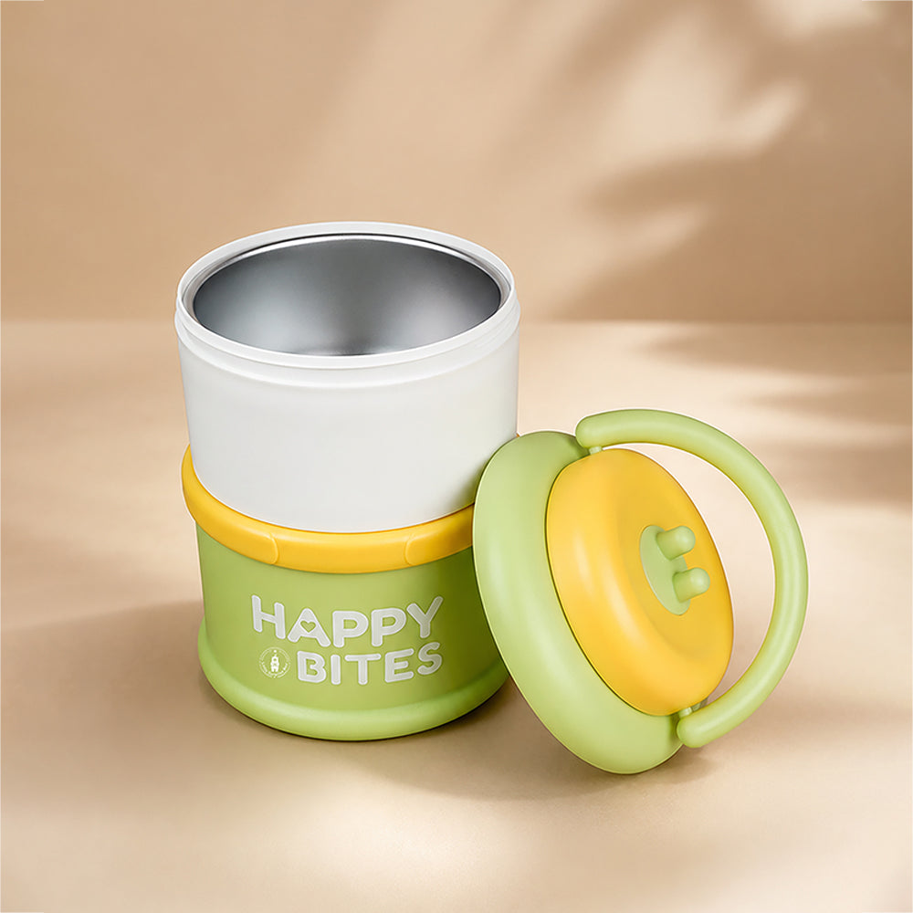Green Happy Bites Double Decker Stainless Steel Lunch Box