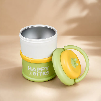 Green Happy Bites Double Decker Stainless Steel Lunch Box