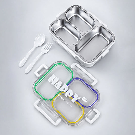Green, Purple & Yellow Transparent Lid Happy Bites Lunch Box