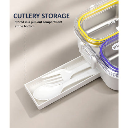 Green, Purple & Yellow Transparent Lid Happy Bites Lunch Box