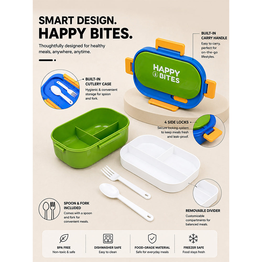 Green Flap Happy Bites Bento Lunch Box