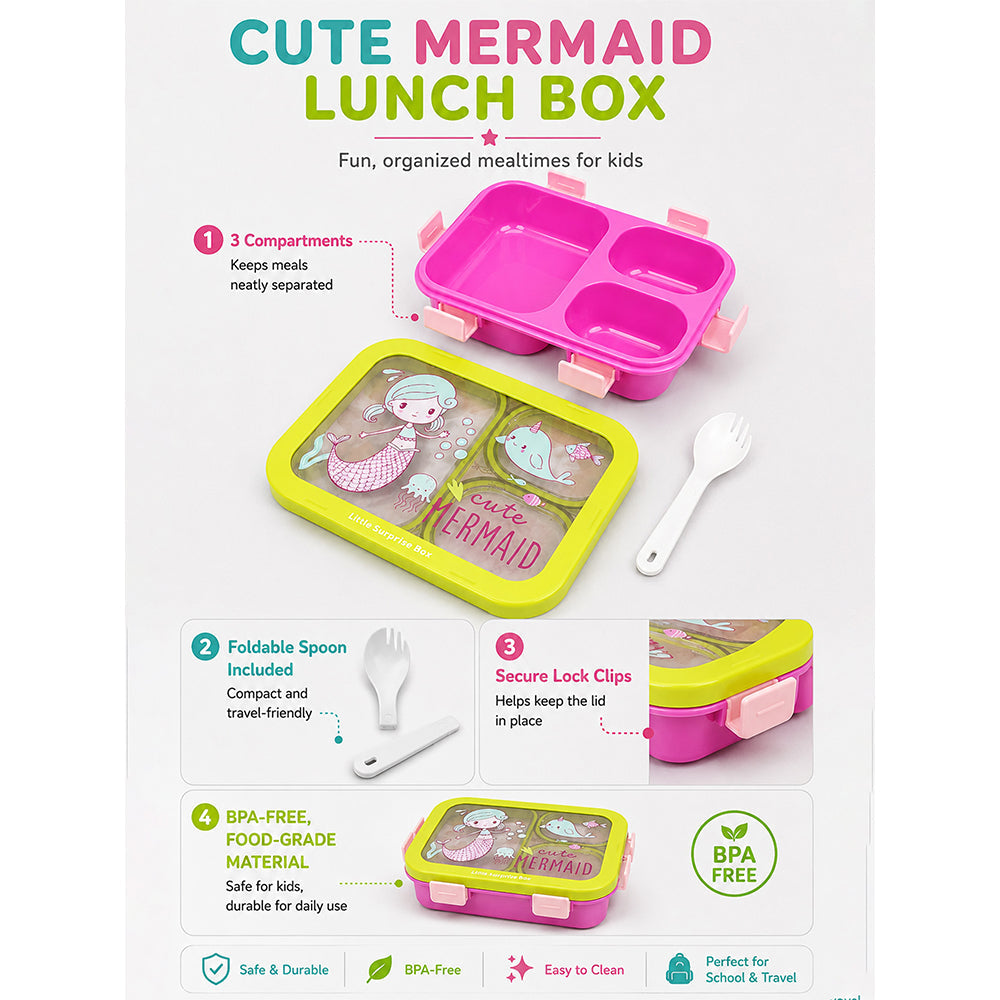 Compact Cute Mermaid Lunch Box