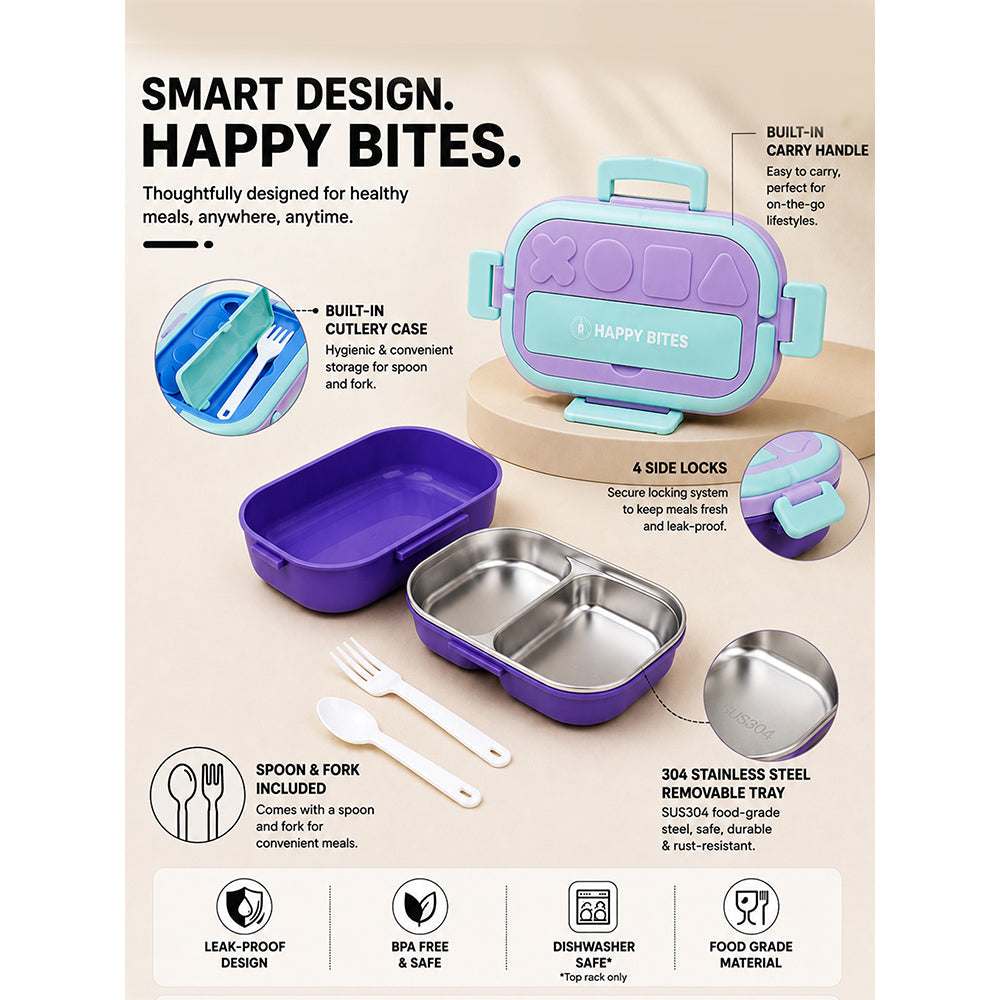 Mint & Purple Shapes Happy Bites Bento Lunch Box