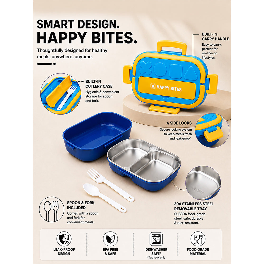 Orange & Blue Shapes Happy Bites Bento Lunch Box
