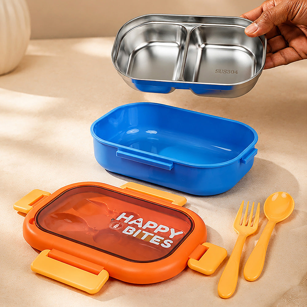 Orange Lid Happy Bites Bento Lunch Box