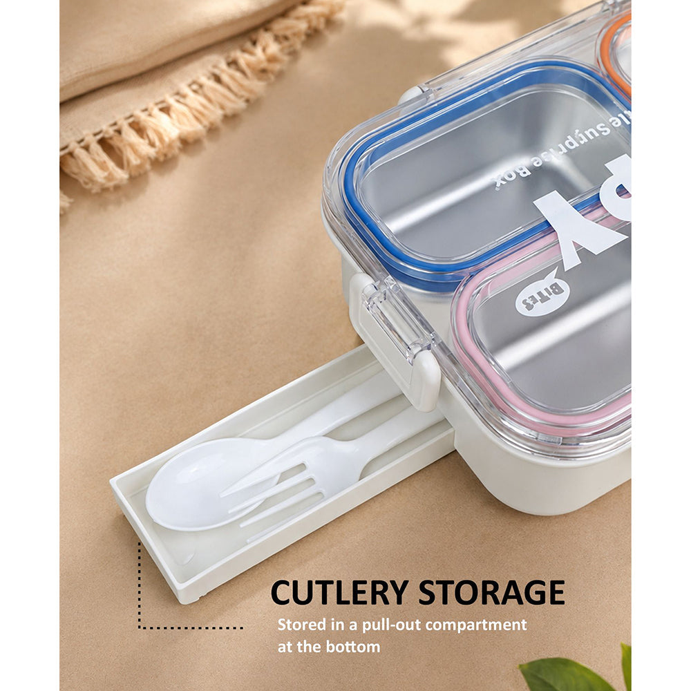 Orange, Pink & Blue Transparent Lid Happy Bites Lunch Box