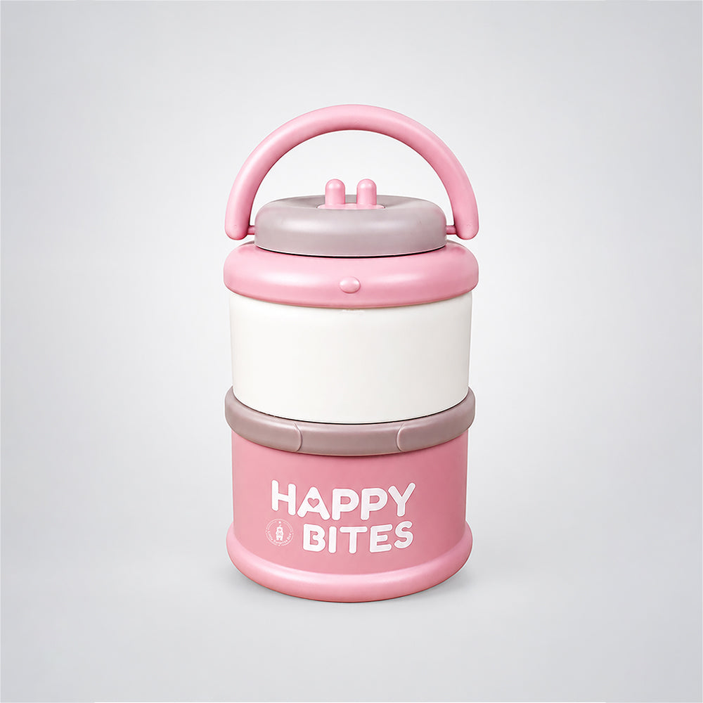 Pink Happy Bites Double Decker Stainless Steel Lunch Box