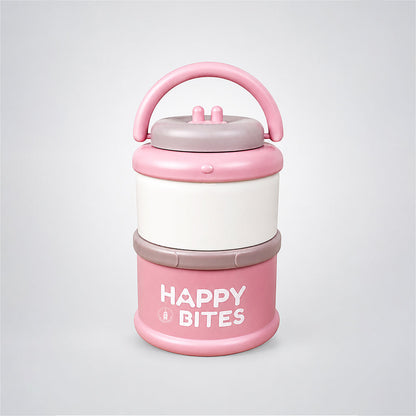 Pink Happy Bites Double Decker Stainless Steel Lunch Box